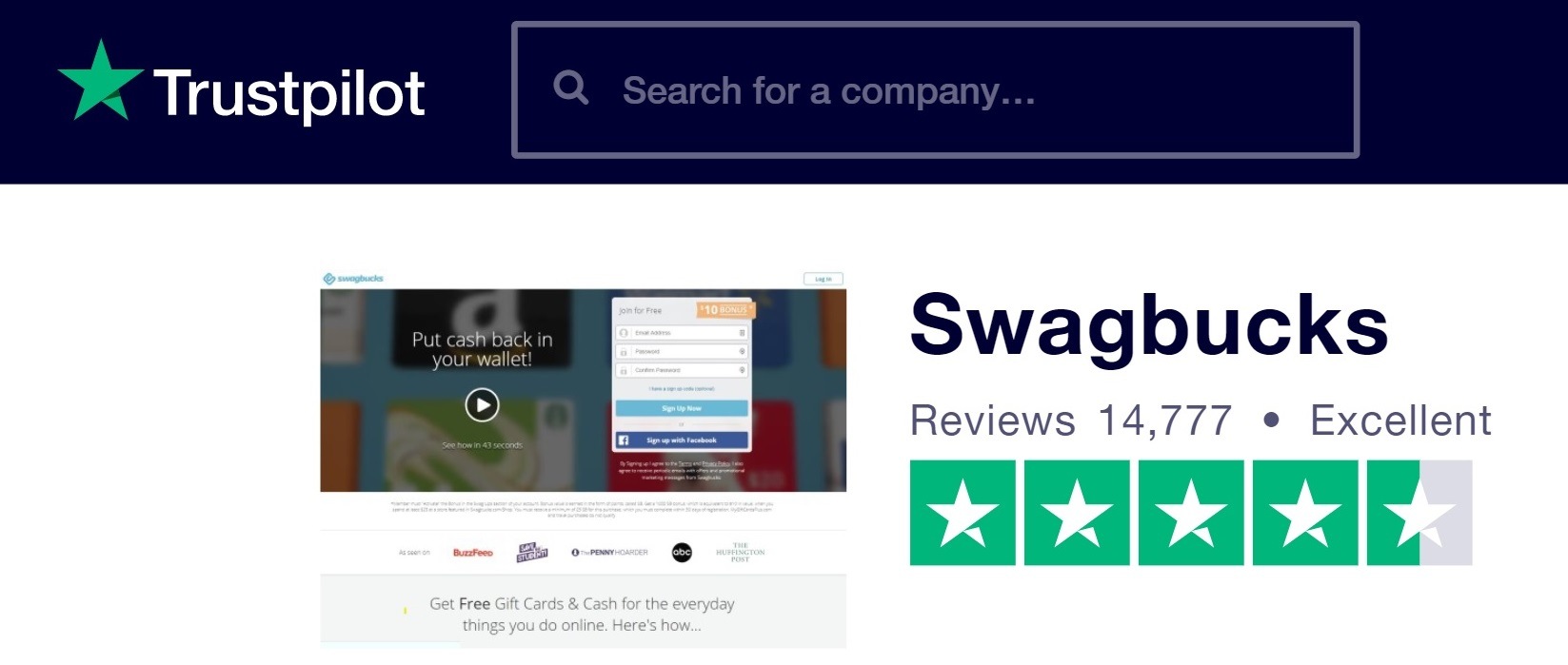 Is Swagbucks scam - Swabucks rating at trustpilot