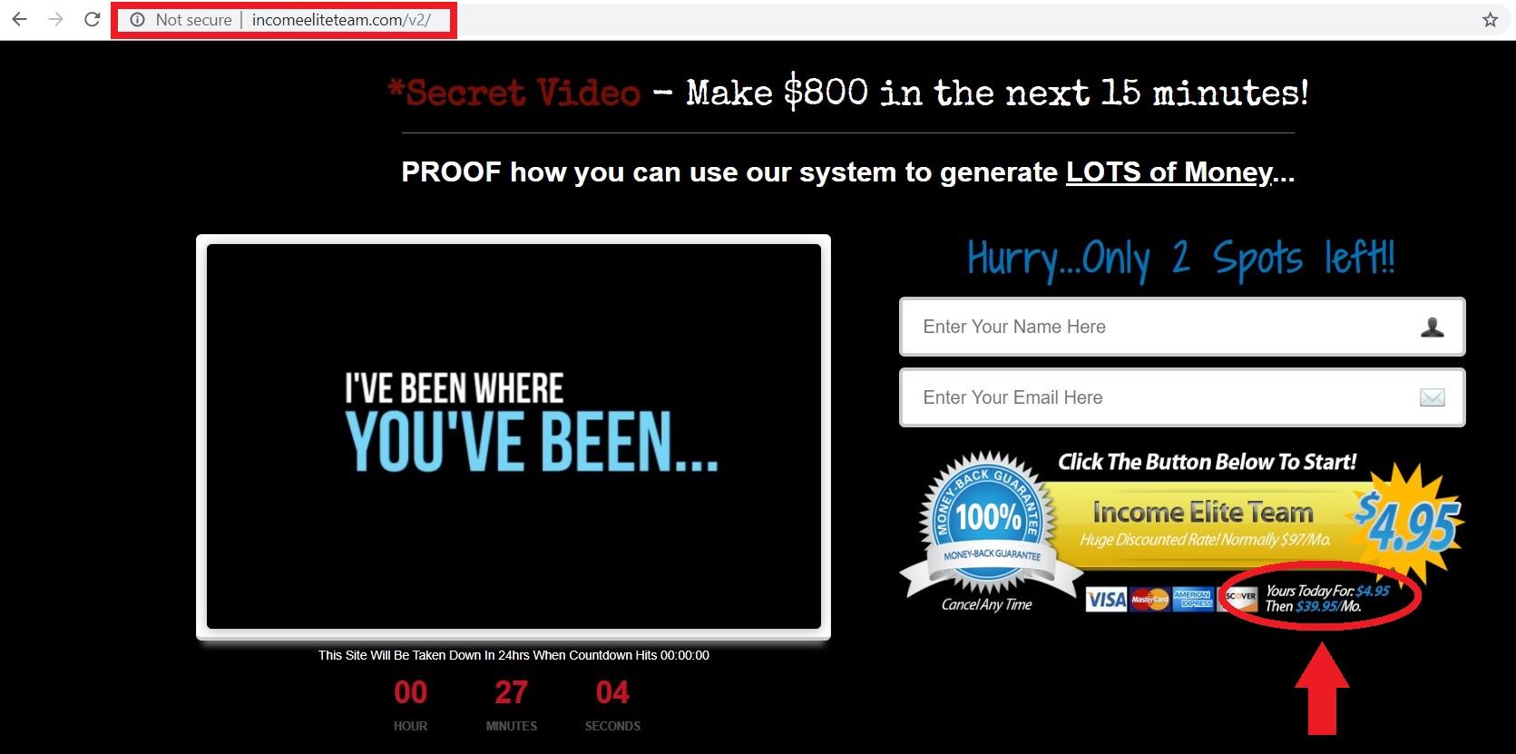 Millionaire Biz Pro is Scam – you are directed to a new site